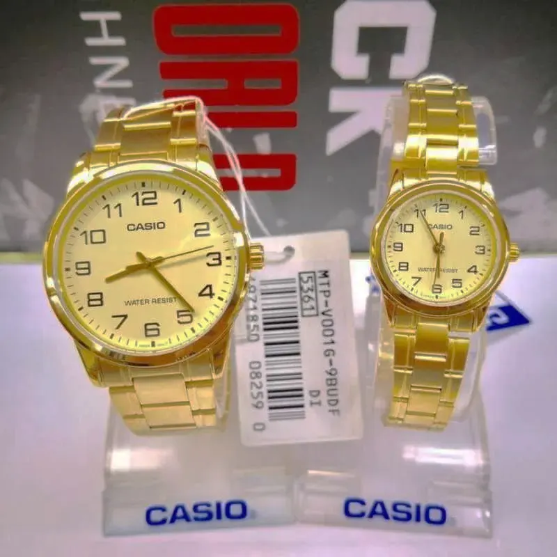 Casio Gold-tone Couple Watch- MTP/LTP-V001G-9B